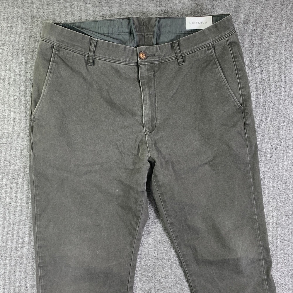 Mott & Bow Chino Pants Mens 33x29 Gray Trousers Modern Cotton - Picture 3 of 14